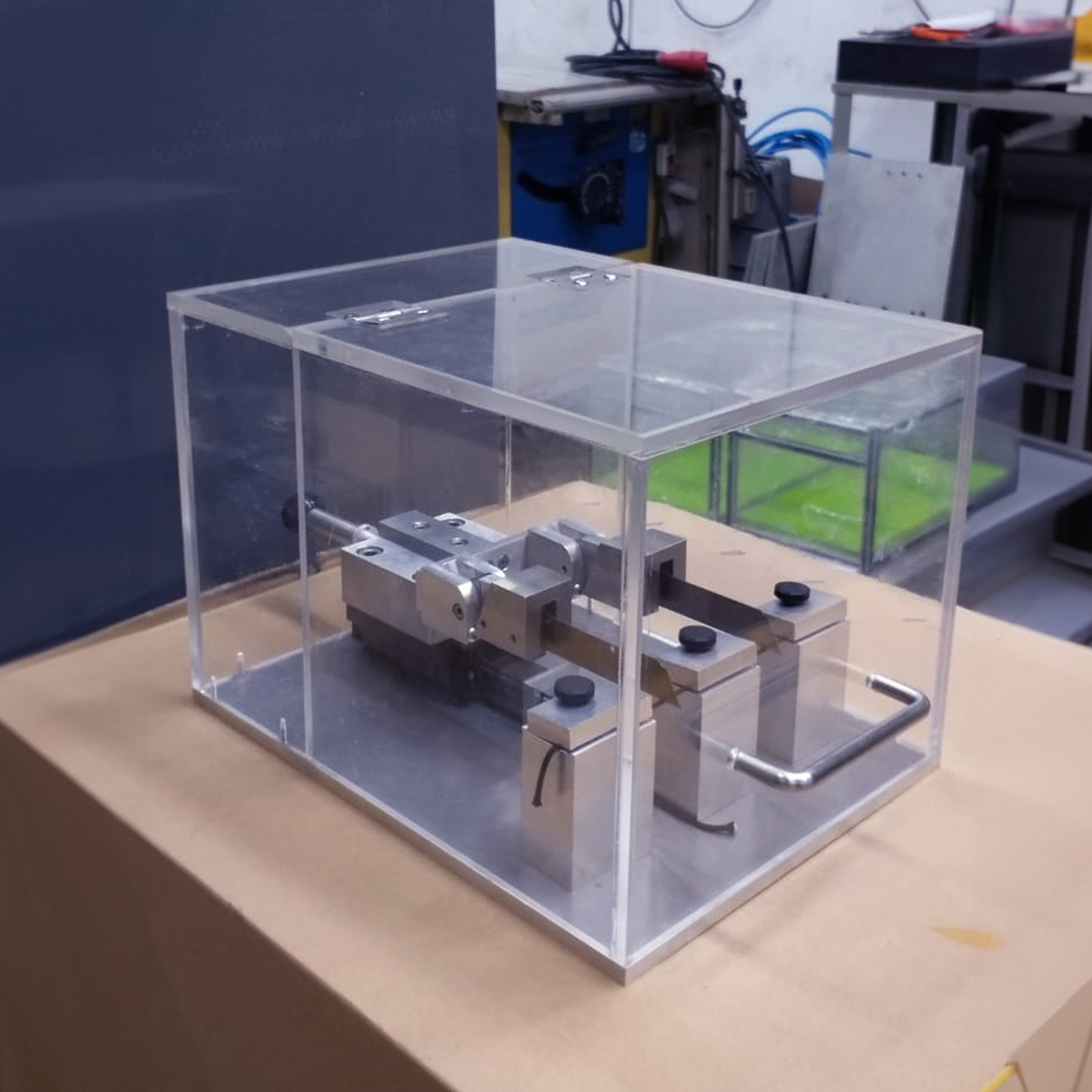 Clear acrylic box with an opened lid Clear acrylic box with an opened lid