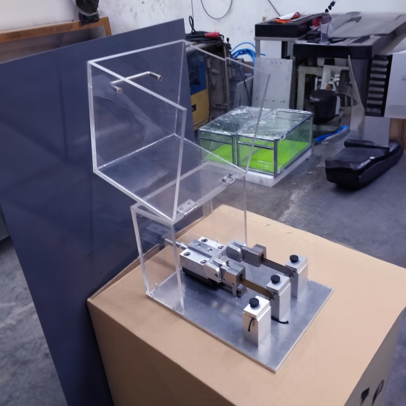 Clear acrylic box with a closed lid Clear acrylic box with a closed lid