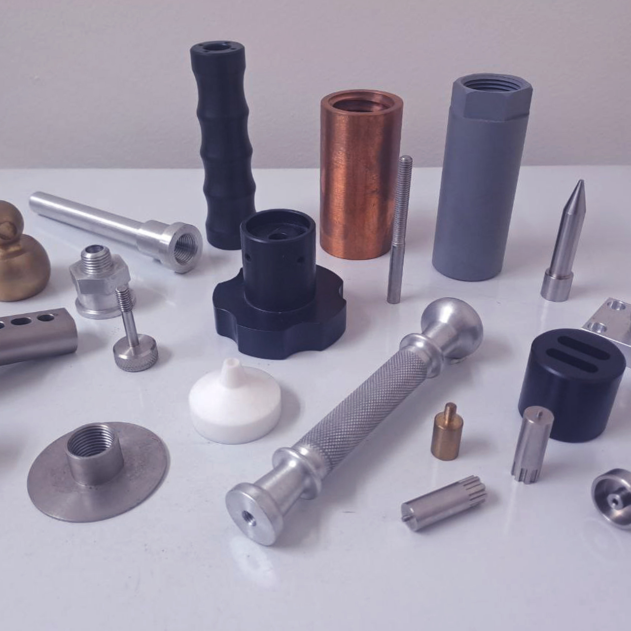 An assortment of CNC turned products An assortment of CNC turned products