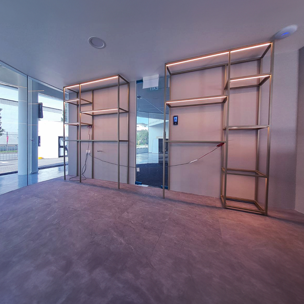 Two steel rack frames installed onsite Two steel rack frames installed onsite